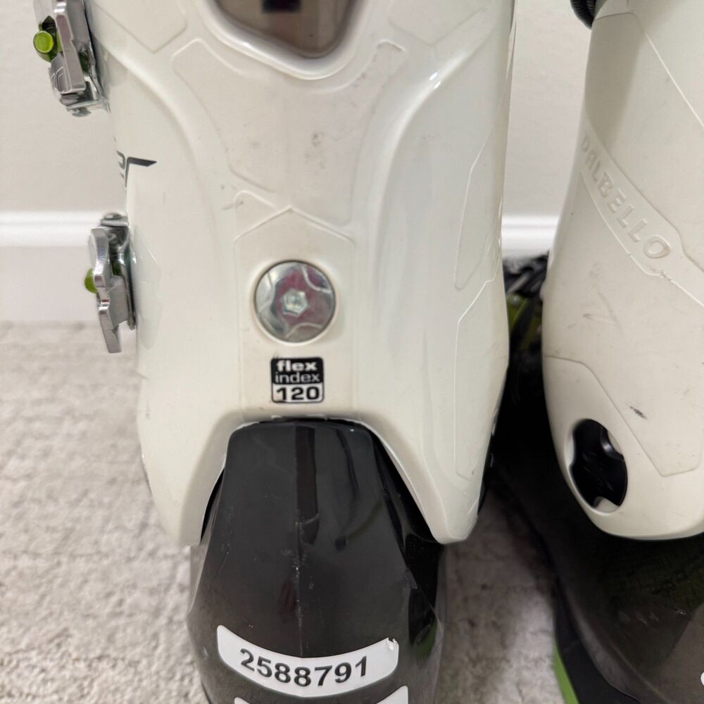 Dalbello Viper 12 Men's Downhill Ski Boots White Black Green Size 8.5 / 26.5